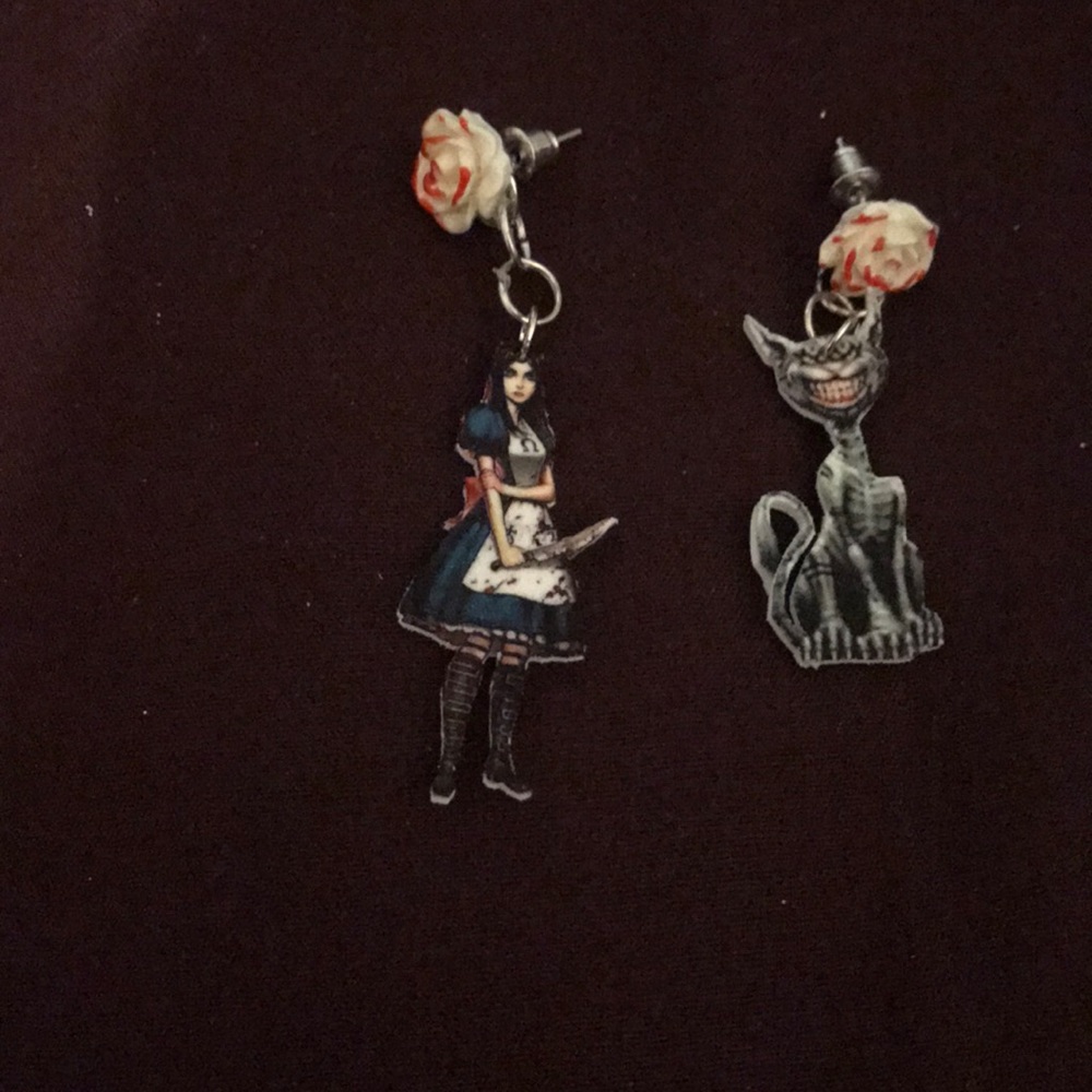 Alice in wonderland handmade earrings